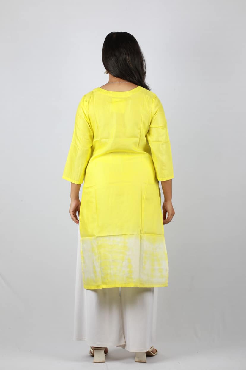 The Rashmi Shikha Lemon Yellow Women Long Kurti view 3