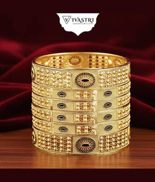 VIVASTRI Gold Bangle Set ( Pack of 4 )