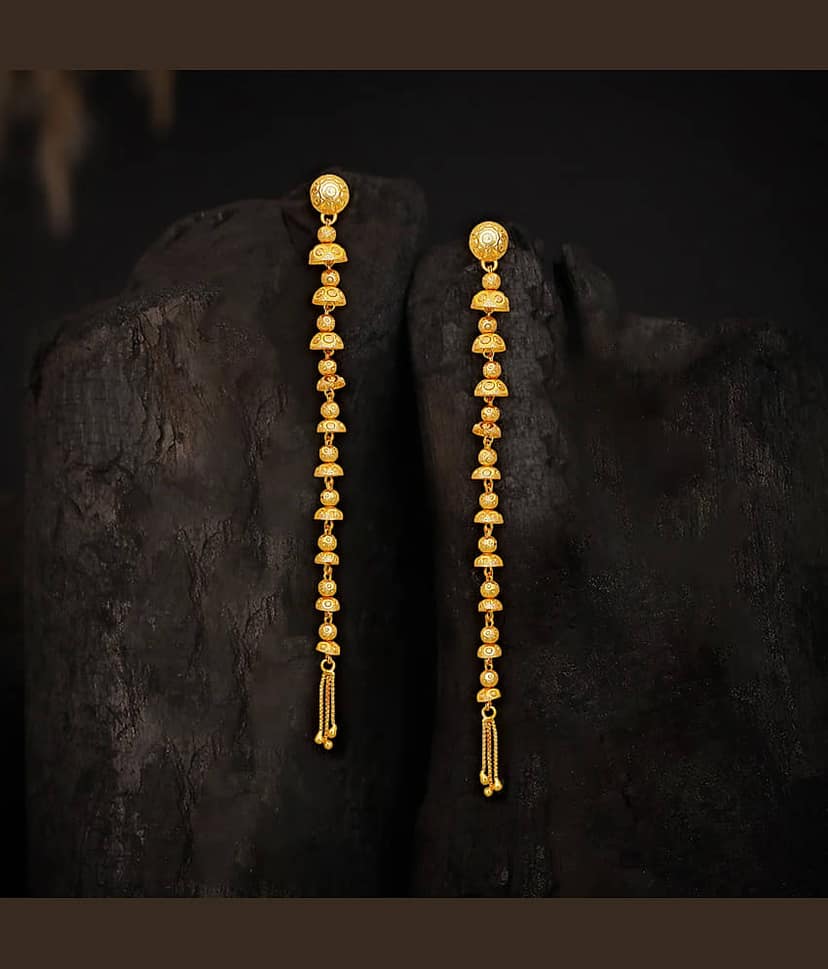 LUV FASHION Golden Threader Earrings ( Pack of 1 )