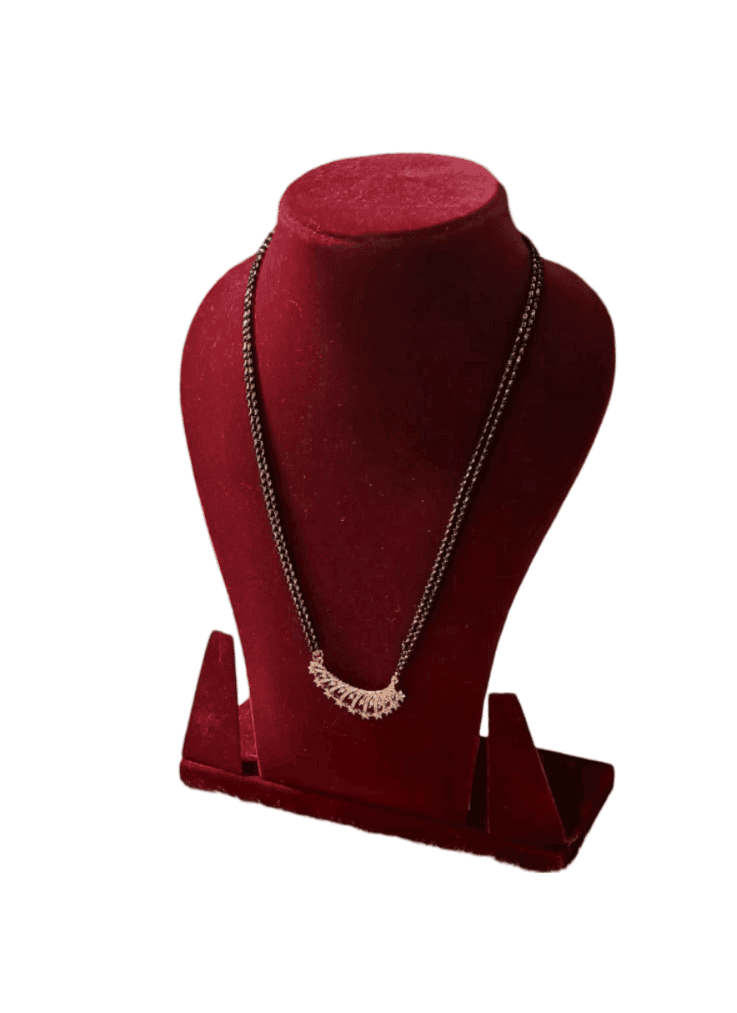 Black Beads Mangalsutra With Cubic Zirconia Stones