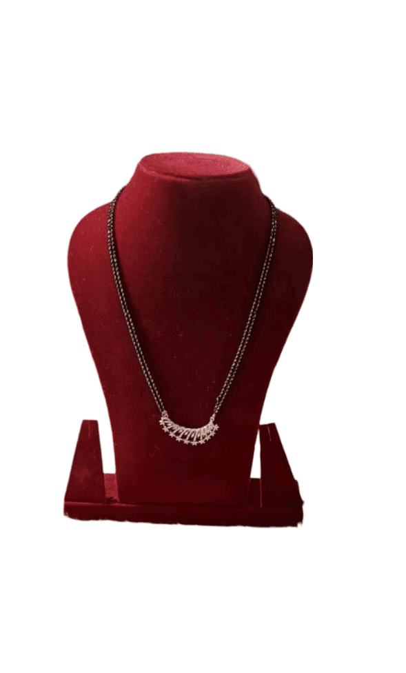 Black Beads Mangalsutra With Cubic Zirconia Stones view 2