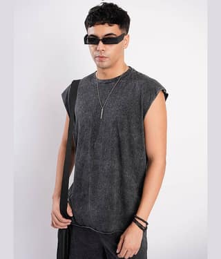 Bene Kleed Men Cotton Oversized Fit Solid T-Shirt ( Black )