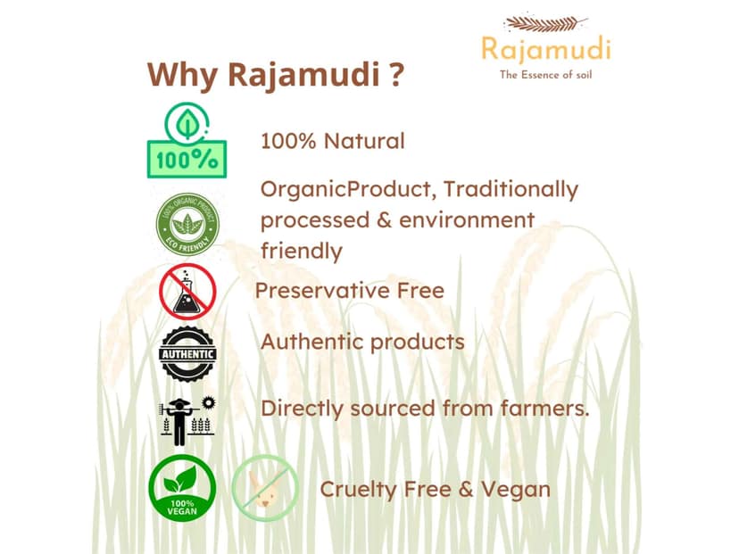 Rajamudi Organics Semi Polished Rice - 1 Kilogram view 4