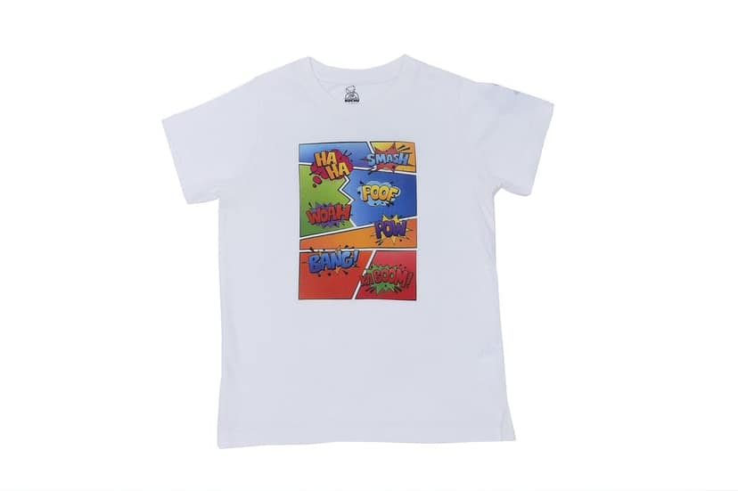 KUCHU Unisex T-Shirt | Boom Bang Print | 8–9 Years | Cotton Modal Fabric | Soft Feel | Breathable | Digitally Printed | Vibrant Colour White view 6