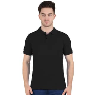 Polo T Shirt for Men Cotton Half Sleeve Collar Tshirt for Men Regular Fit Casual Solid Plain Black T Shirt for Men