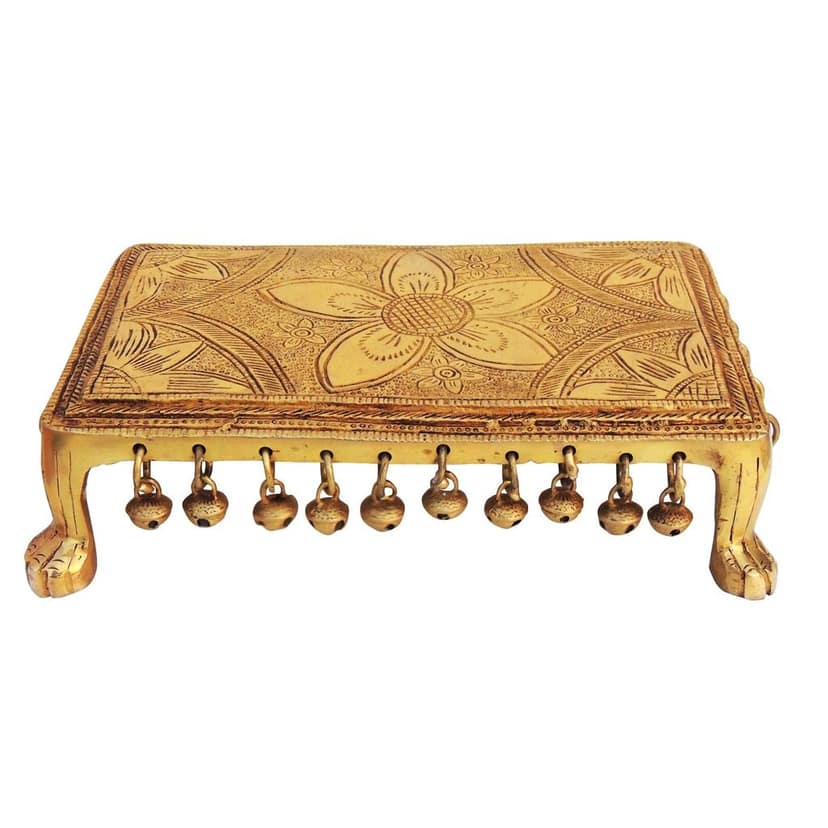 Brass Chowki Showpiece for God Idol - Handcrafted Puja Stand, Length : 10.5 Inch (BSMAS1377 E) view 2