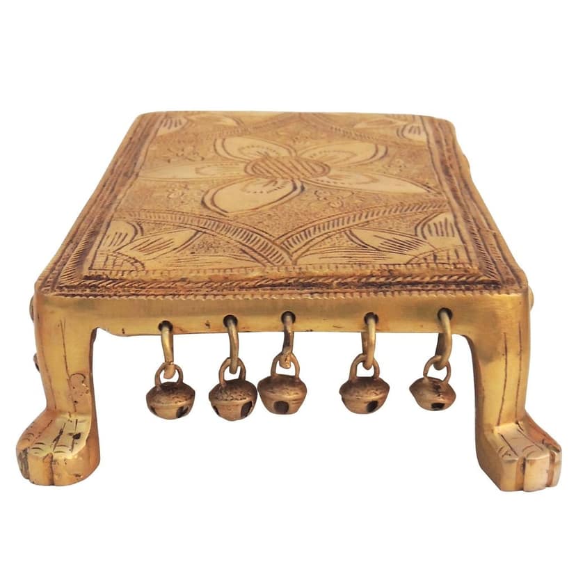 Brass Chowki Showpiece for God Idol - Handcrafted Puja Stand, Length : 10.5 Inch (BSMAS1377 E) view 3