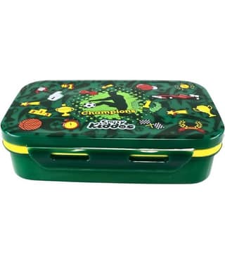 Smily Kiddos - Lunch Box - Sports Theme Green Plastic School Lunch Boxes 1 - Container ( Pack of 1 )