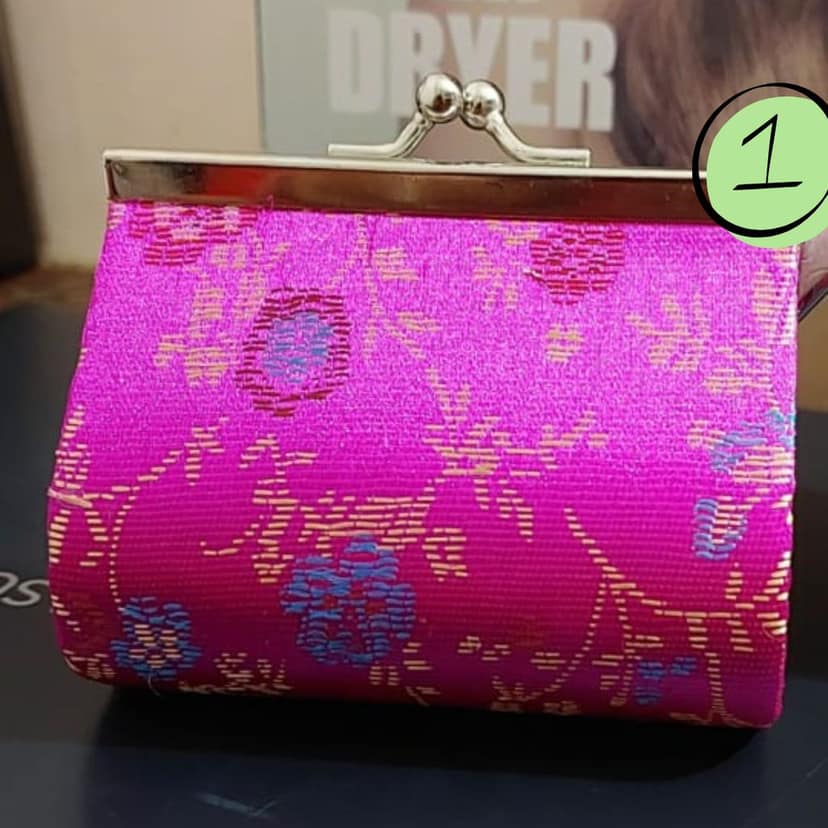 Vintage Hot Pink Silk Brocade Coin Purse Cute Wedding, Party & Festive Essential Accessory Bag Pack of 1 view 2