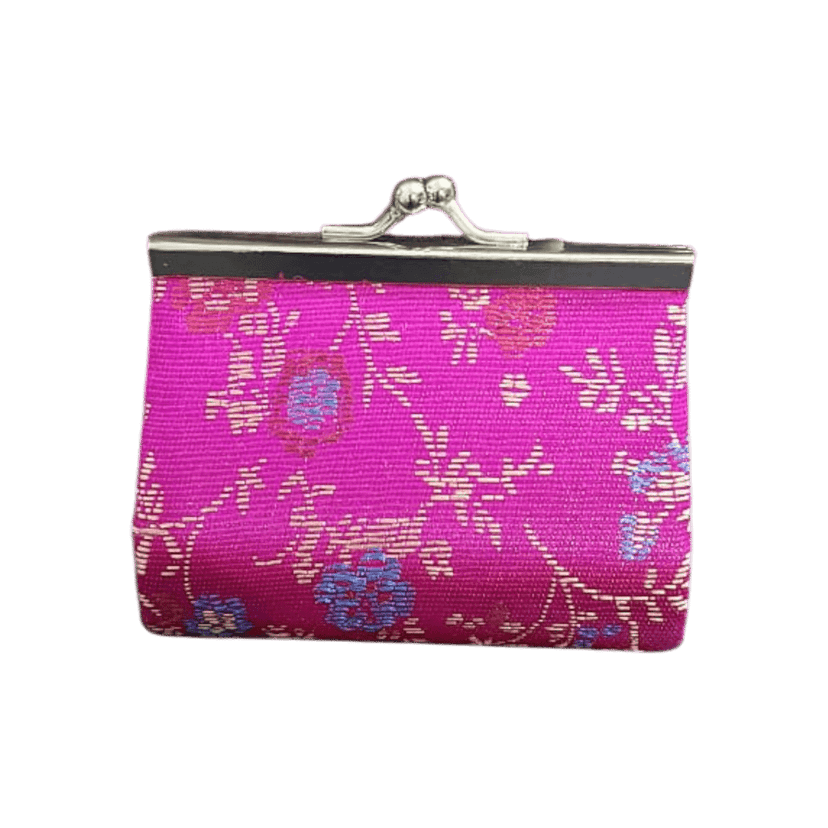 Vintage Hot Pink Silk Brocade Coin Purse Cute Wedding, Party & Festive Essential Accessory Bag Pack of 1 view 3
