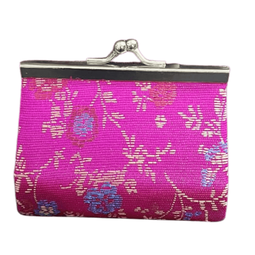 Vintage Hot Pink Silk Brocade Coin Purse Cute Wedding, Party & Festive Essential Accessory Bag Pack of 1 view 6