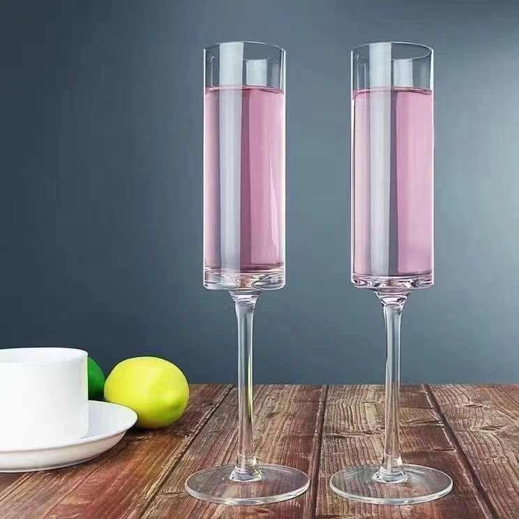 Cylinder Wine Glasses | Luxury Wine Glassware | Wide Mouth| Designer Wine Glasses | Unique | Crystal Wine Glass Set | Luxury Wine Glass Gift Pack (160 ml)
