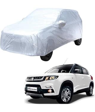 Autoretail Silver Color Dust Proof Car Body Polyster Cover With Mirror Pocket Polyster For Maruti Suzuki Vitara Brezza