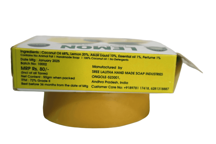 Pure & Natural Organic Lemon Handmade Soap Bar view 3