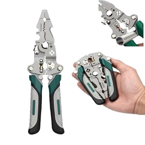 FIDEO (Green) All in One - Multifunction Stainless Steel Wire Stripper & Crimping Tool | Heavy Duty | Cable Cutter Electrical Wiring Repair Hand Tool for Home DIY Workshop & Professional Use view 2
