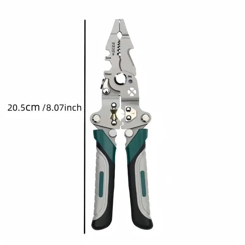 FIDEO (Green) All in One - Multifunction Stainless Steel Wire Stripper & Crimping Tool | Heavy Duty | Cable Cutter Electrical Wiring Repair Hand Tool for Home DIY Workshop & Professional Use view 3