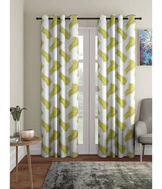 Cortina - Nature Printed Room Darkening Eyelet Curtain-9 Ft-pack of 2