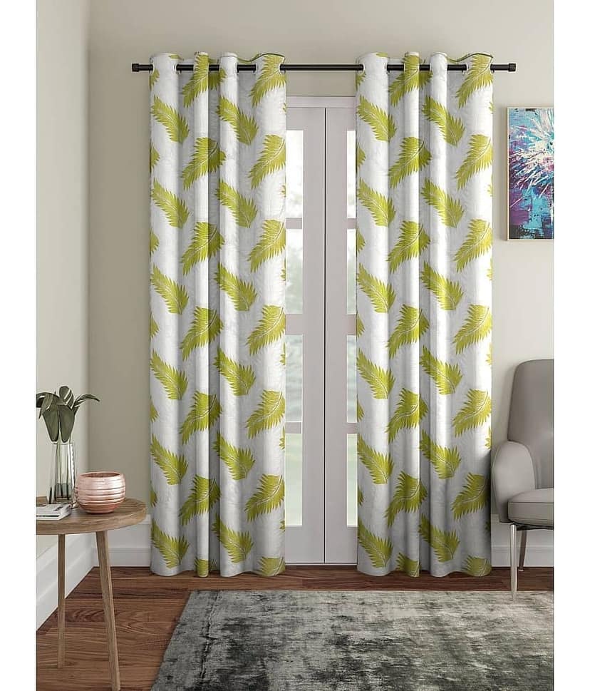 Cortina - Nature Printed Room Darkening Eyelet Curtain-9 Ft-pack of 2