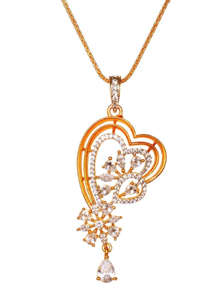 Gold Toned AD Heart Shaped Designer Locket Jewellery Set view 4
