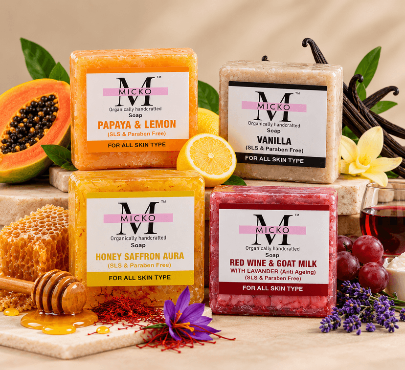 Homemade Herbal Soap Variety Pack with Papaya, Red Wine and Vanilla