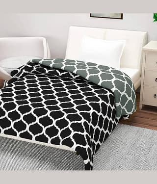 DIVINE CASA Single Polyester Black Abstract Dohar