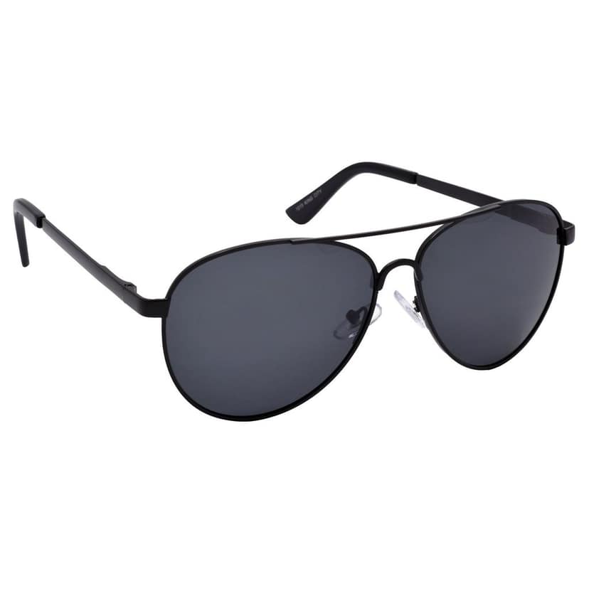 Stylish Pilot Full-Frame Metal Polarized Sunglasses for Men and Women | Black Lens and Black Frame | HRS-KC1015-BK-BK-P view 2