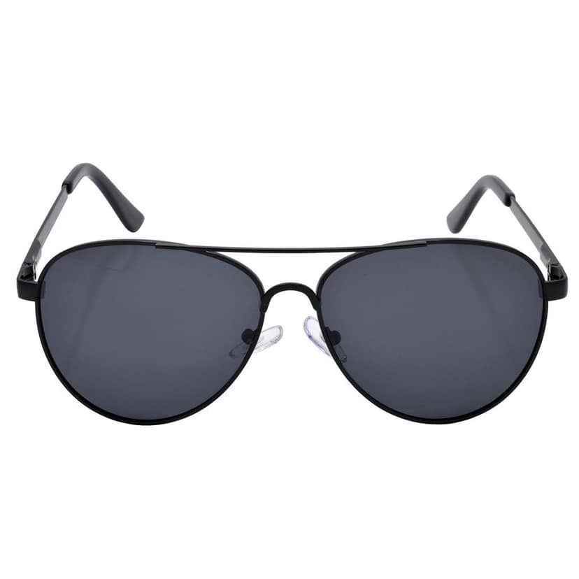 Stylish Pilot Full-Frame Metal Polarized Sunglasses for Men and Women | Black Lens and Black Frame | HRS-KC1015-BK-BK-P view 3
