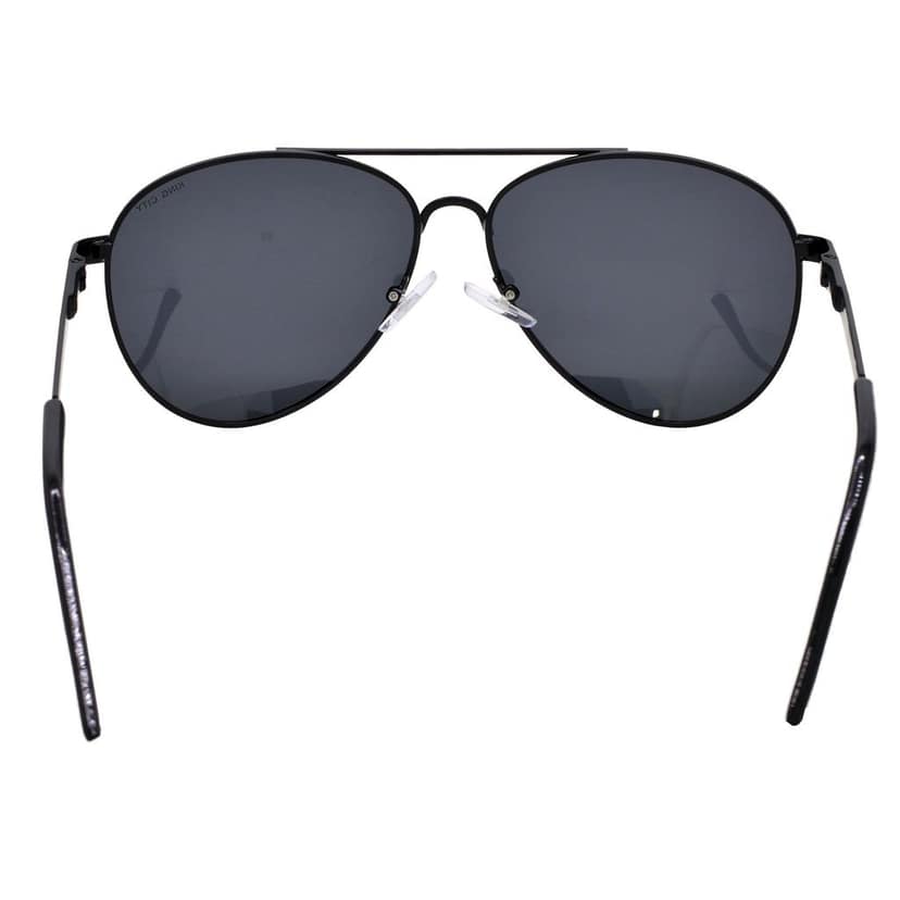 Stylish Pilot Full-Frame Metal Polarized Sunglasses for Men and Women | Black Lens and Black Frame | HRS-KC1015-BK-BK-P view 6