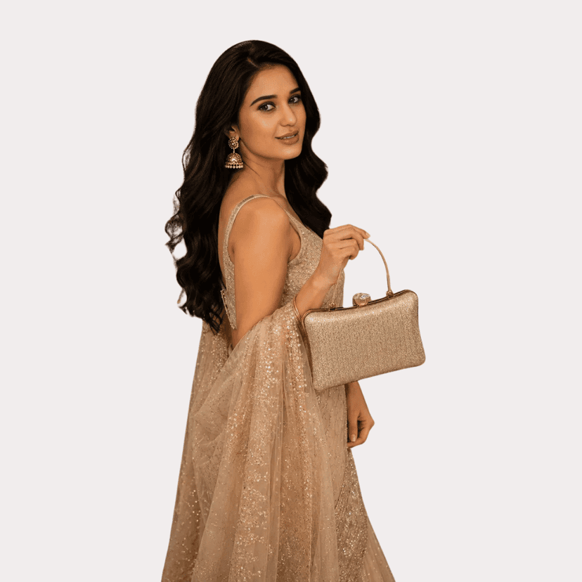 Champagne Glow Luxe Evening Clutch Bag view 2