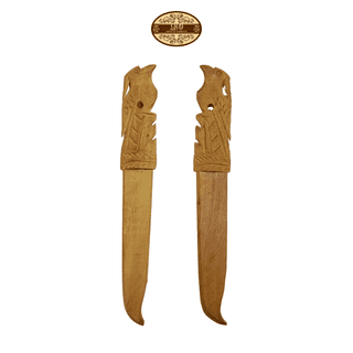 Handcrafted Wooden Paper Cutter, 7 inch, Bird Figurine with Hairdo at Top, Pack of 2