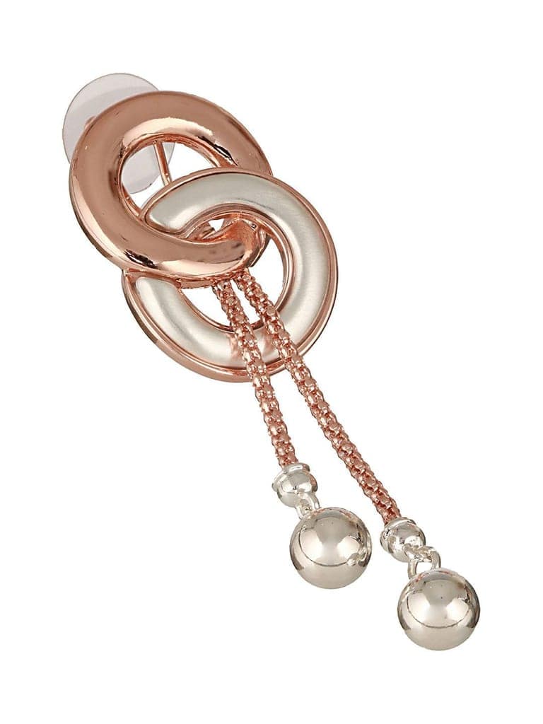 Anti-Tarnish Rose Gold 2 Toned Circular Knotted Dangling Earrings view 7