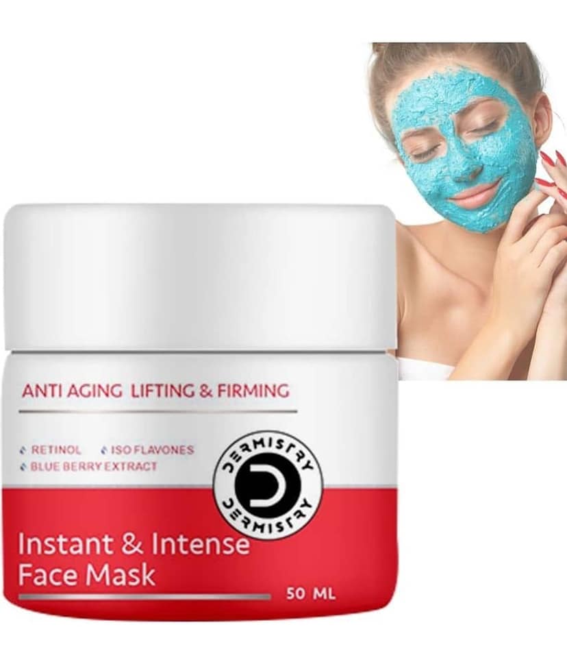 Dermistry Anti Aging Retinol & Blue Berry Extract Face Mask For Removes Fine Lines Wrinkles Puffiness Moisturizer Reverses Signs of Ageing Skin Repair Tightening Firming Brightening Lightening Transforming Use Capsule Face Wash Pack Serum Facial Kit Crym