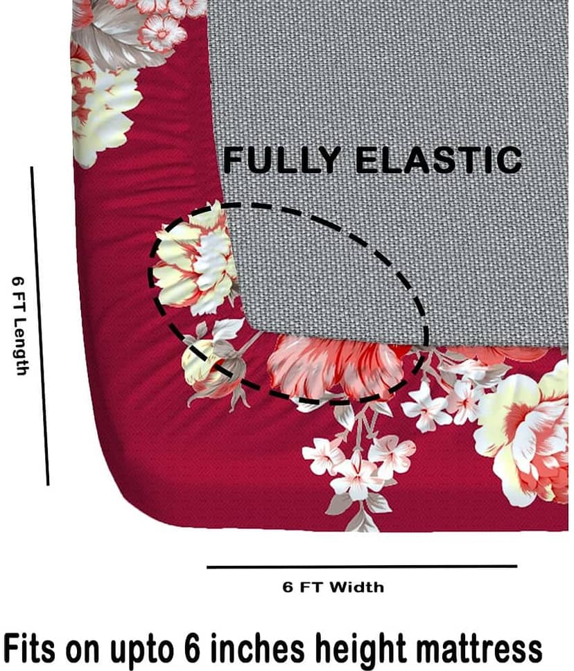 CG HOMES Cotton 1 Double Bedsheet with 2 Pillow Covers ( Red ) view 2