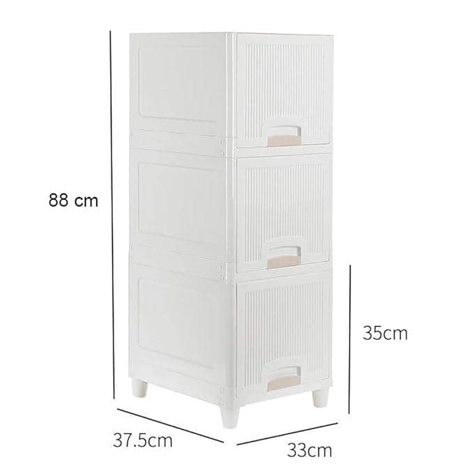Panchhi Store Cupboard for Bedroom 3 Tier Plastic Wardrobe Cupboard for Storage Foldable Wardrobe for Clothes Modular Kitchen Cabinet Space Saving Collapsible Wardrobe for Room Office Kitchen Bathroom view 2