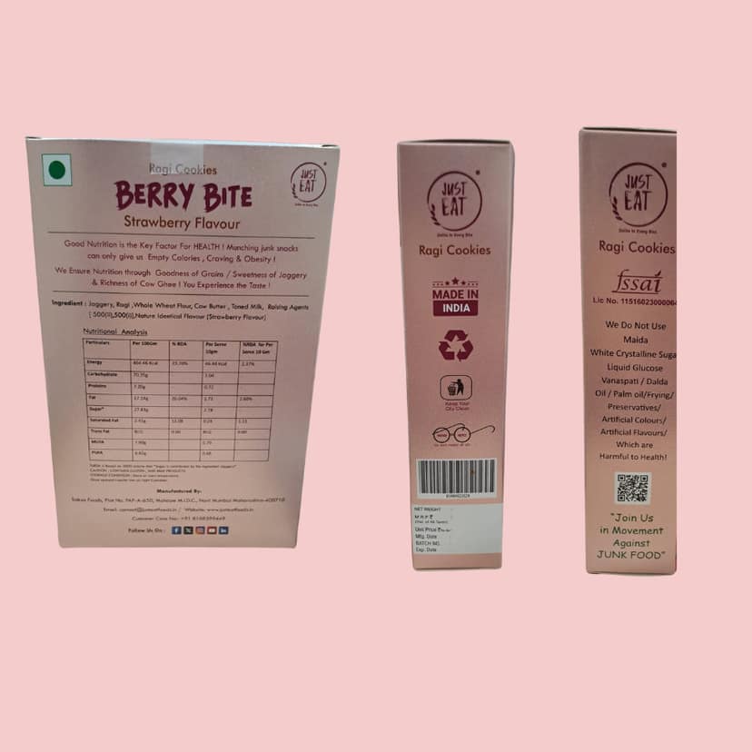 Berry Bite Strawberry Flavour (Ragi Cookies), 100 gm view 2