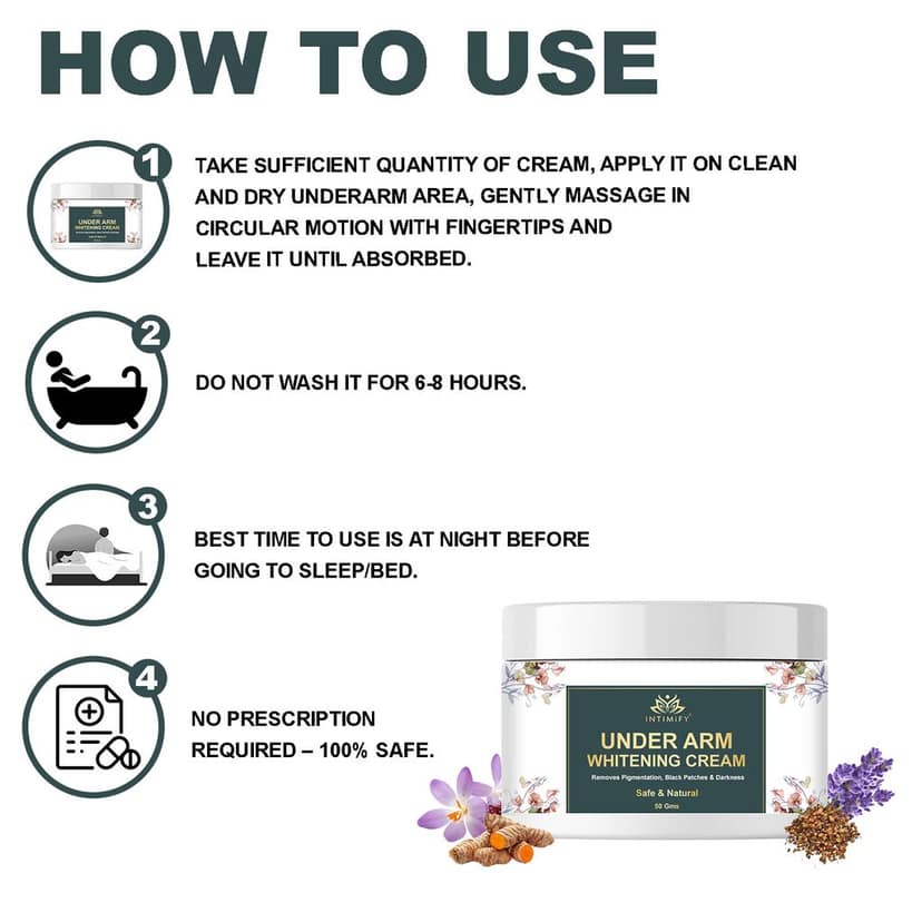 Intimify Underarm Whitening Cream For Dark Underarms, Underarm Whitening, Spot Removal, 50 g view 5