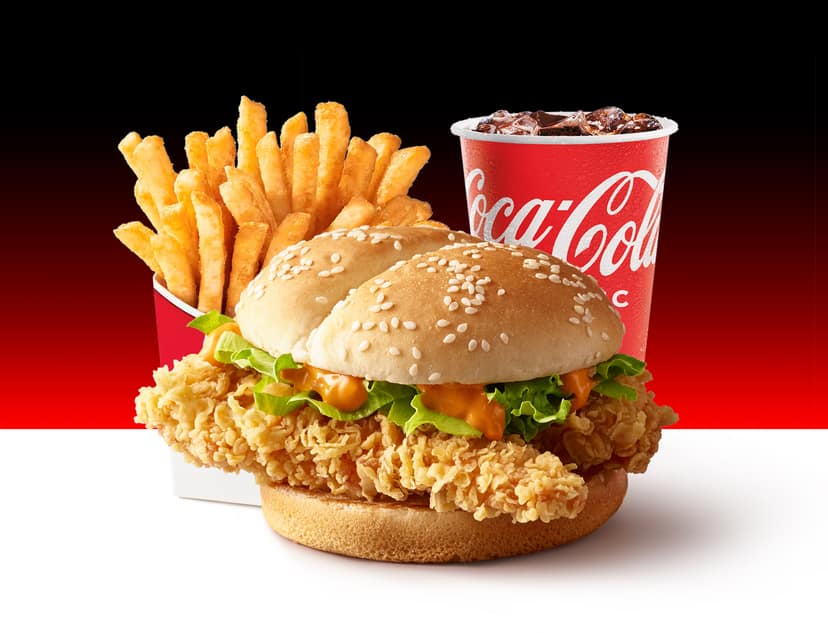 Fiery chicken burger meal