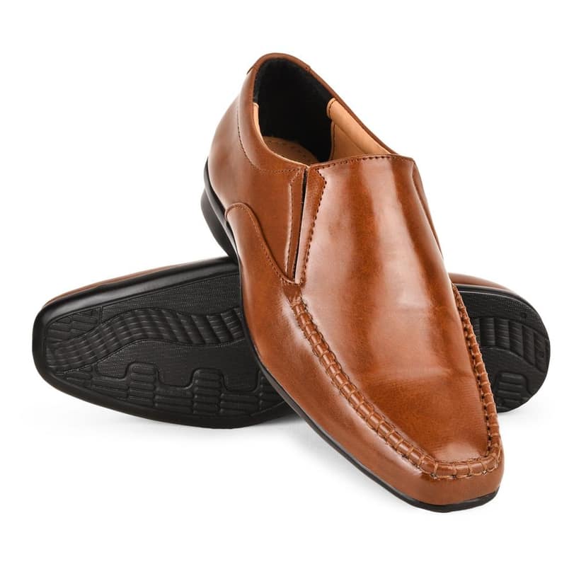 Paragon Tan Formal Slip-On Shoes for Men view 6
