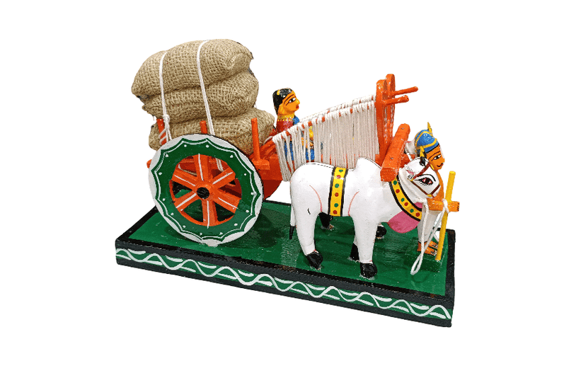 Handcrafted Wooden Bullock Cart Showpiece for Home Decor view 2