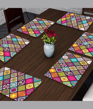 Crosmo PVC Ethnic Table Mats ( 45 cm x 30 cm ) Pack of 6 - Multi