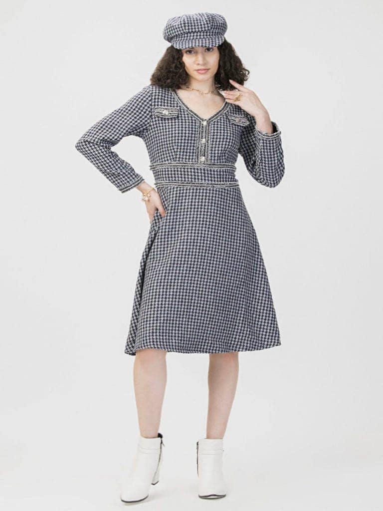 Winter Monochrome Tweed Dress view 4