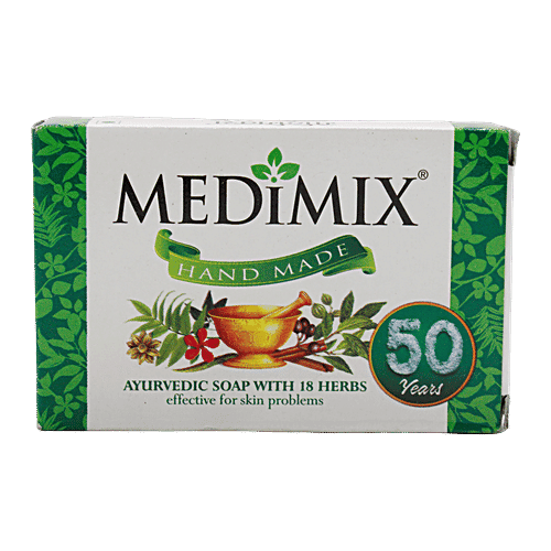 Medimix Classic Ayurvedic Bathing Soap with 18 Herbs, 75 g Carton