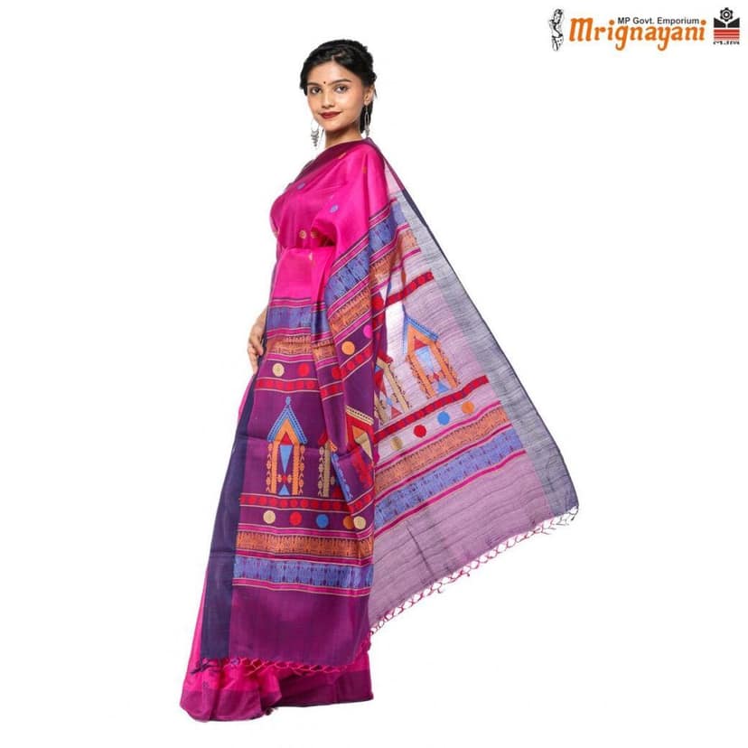 HANDLOOM KOSA SAREE WITH BLOUSE (SKU - 1ST101040322, SAREE - 1212) view 3