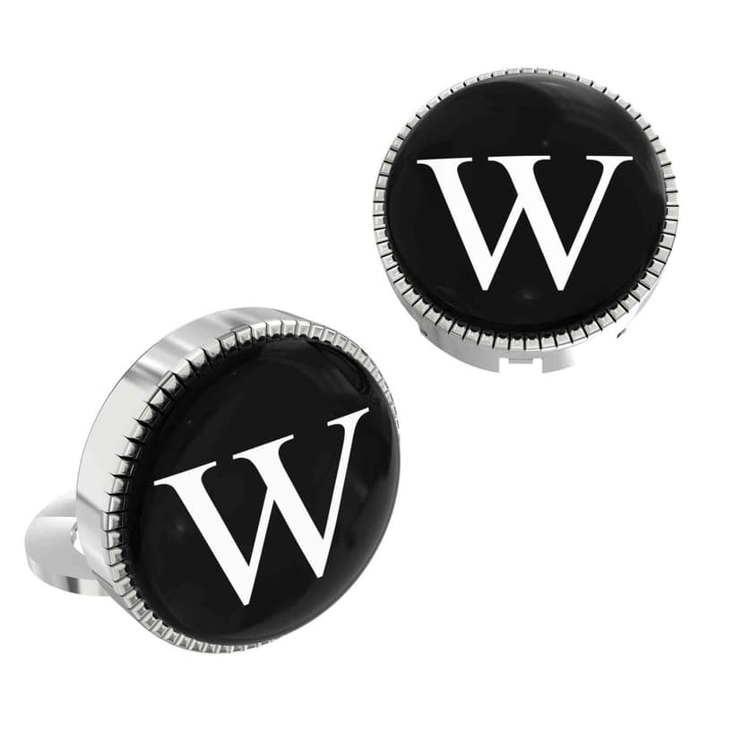 The Smart Buttons - Shirt Button Cover Cufflinks for Men - Personalized Initials - W view 2