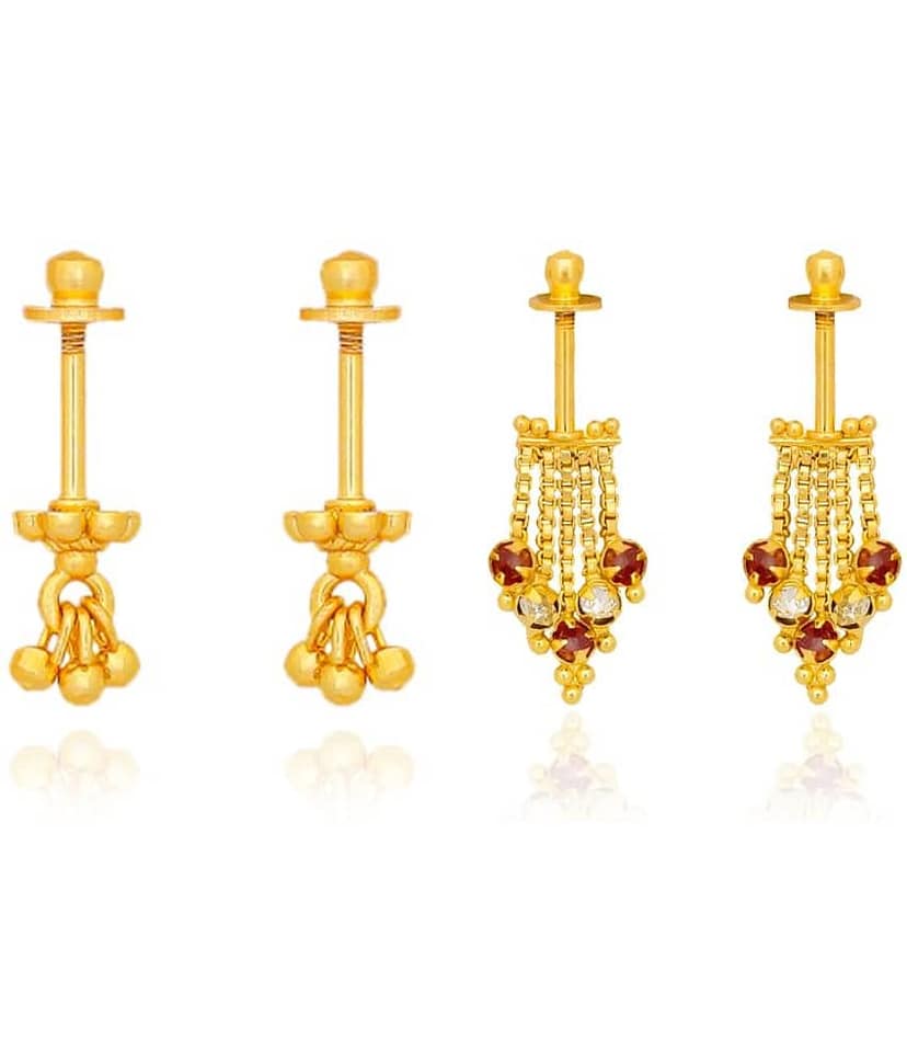 LUV FASHION Gold EarCuff Earrings ( Pack of 2 )