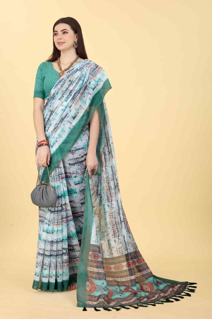 Women's Chanderi Tie And Dye Digital Printed Saree view 4