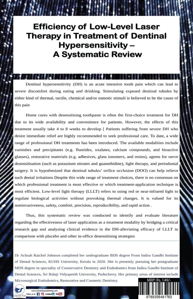 Low-Level Laser Therapy in Treatment of Dentinal Hypersensitivity A Systematic Review [Paperback] Dr Achsah Raichel Johnson view 2