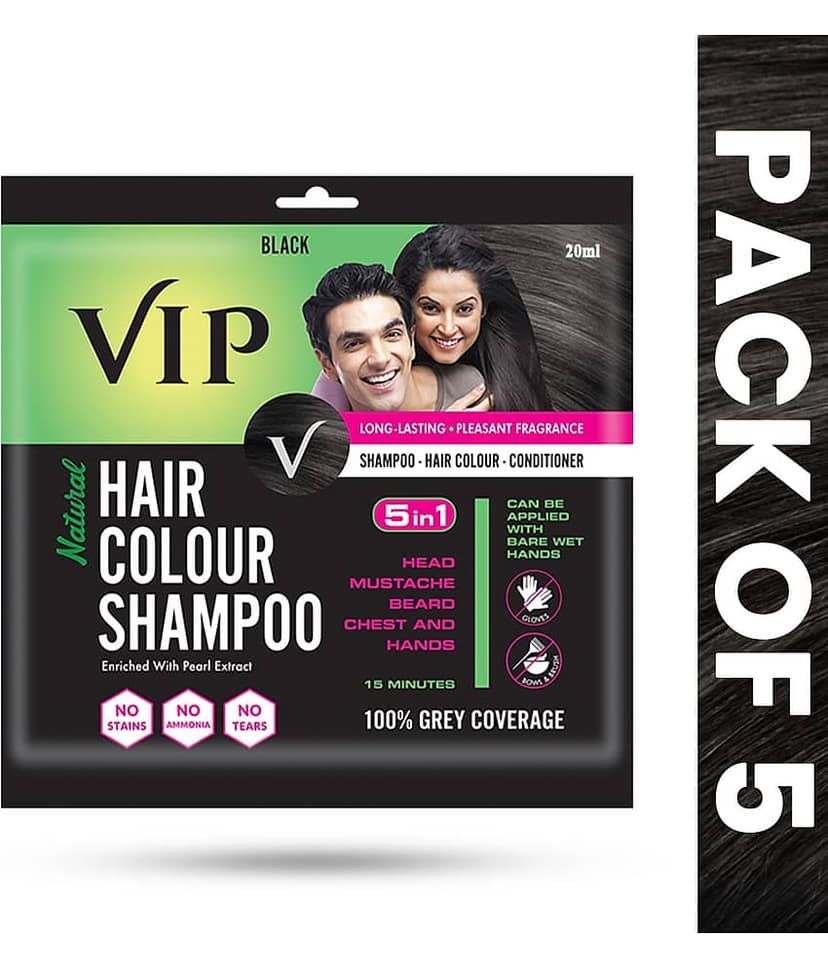 VIP Hair Colour Shampoo Ammonia Free Permanent Hair Color 100 mL Black