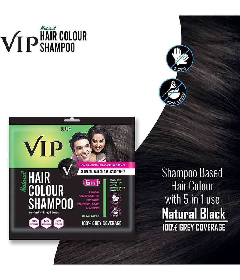 VIP Hair Colour Shampoo Ammonia Free Permanent Hair Color 100 mL Black view 2