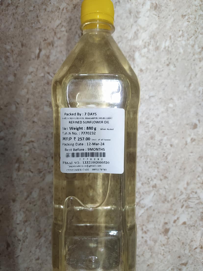 Refined sunflower oil